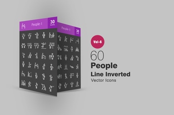 60 People Line Inverted Icons