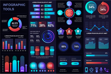 Collection Dark Infographic Elements
