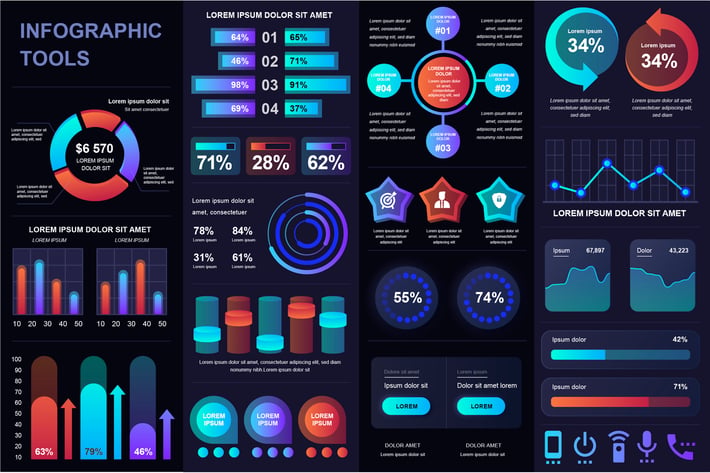 Collection Dark Infographic Elements