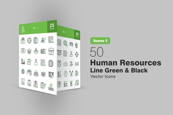50 HR Line Green & Black Icons