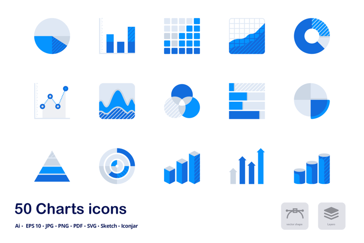 Charts and Statistics Accent Duo Tone Flat Icons