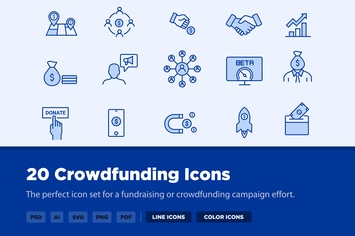 30 Crowdfunding Icons