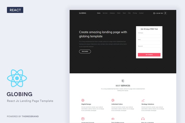 Globing - React Js Landing Page Template
