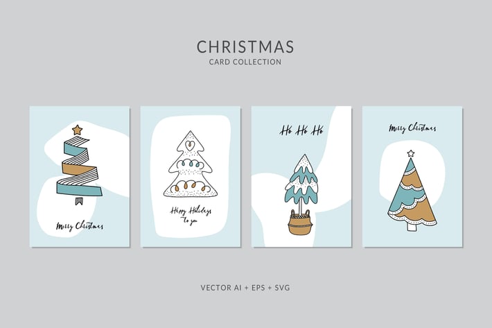 Christmas Greeting Card Vector Set