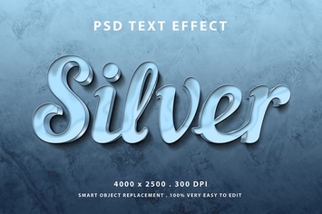 Silver glossy text effect