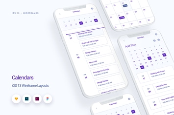 Calendars - iOS 13 Wireframe Kit