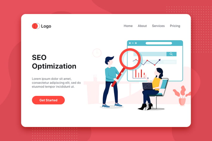 SEO Optimization Illustration - Website Header 