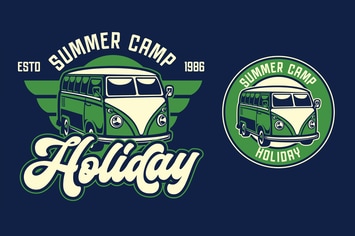Van Holiday Retro Logo Template