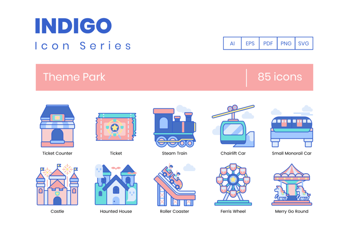85 Theme Park Icons