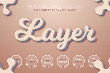 Layers - editable text effect, font style