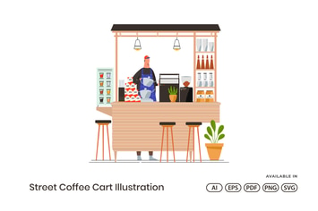 Street Coffee Cart Illustration
