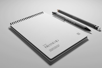 Notepad with Pen and Pencil Mockup