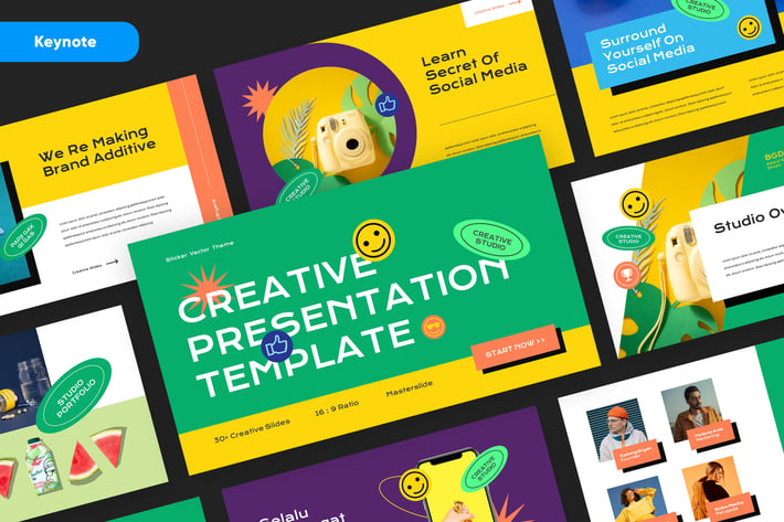 Creative Sticker Vector Keynote Template