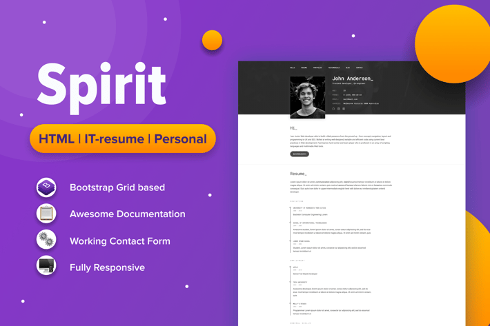 SpirIT — Portfolio & Resume HTML Template 