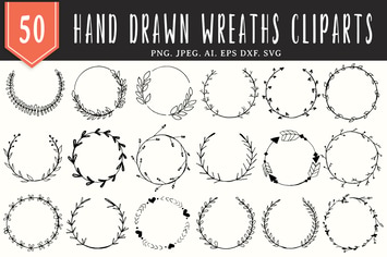 50 Handmade Wreaths Cliparts