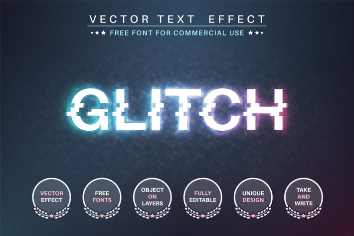 Glitch - editable text effect,  font style