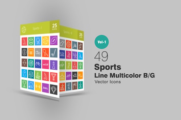 49 Sports Line Multicolor Icons