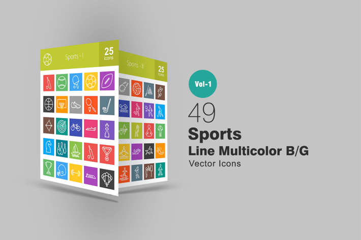 49 Sports Line Multicolor Icons