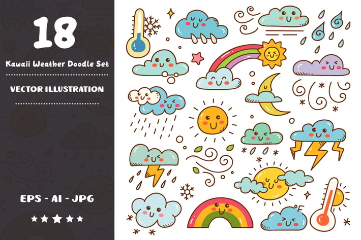 Kawaii Weather Doodle Set