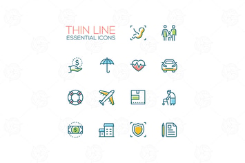 Essential icons - modern vector single thick line 
