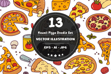 Kawaii Pizza Doodle Set