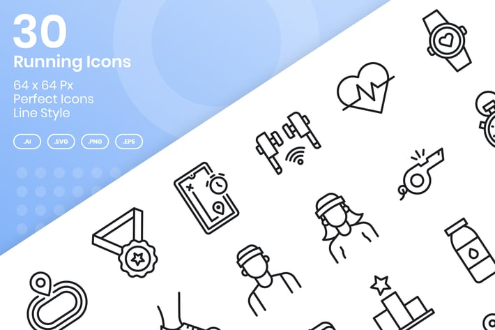30 Running Icons Set - Line