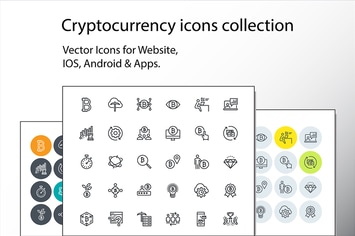 Set of thin line cryptocurrency icons