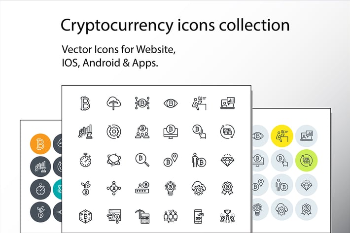 Set of thin line cryptocurrency icons