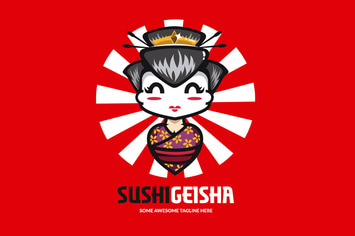 Sushi Geisha Logo Template