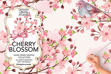 Watercolor CHERRY BLOSSOM design