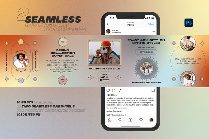 Shape & Gradient Instagram Carousels