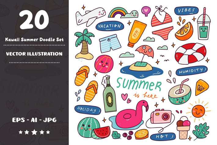 Kawaii Summer Doodle Set