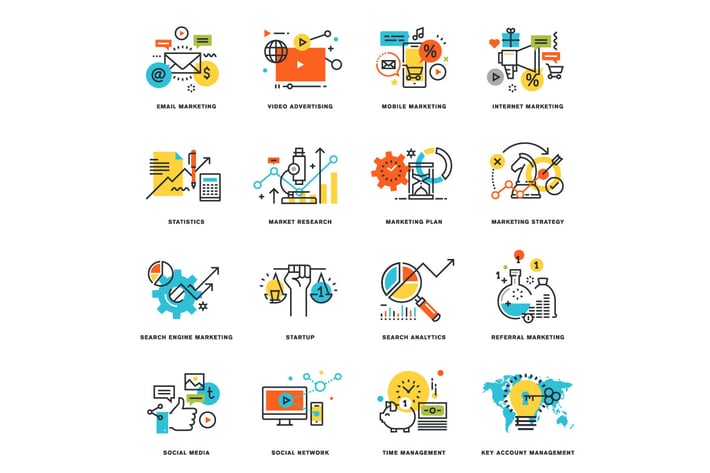 Set of Flat Line Design Icons