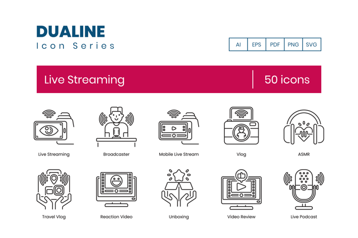Live Streaming Icons (SVG)
