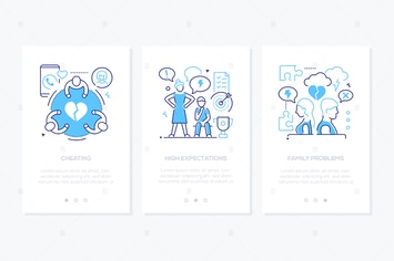 Family Psychological Problems Line Banners