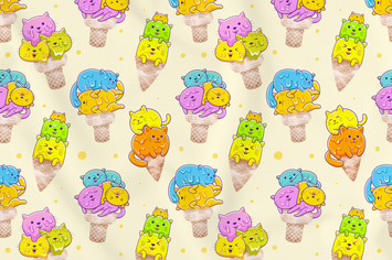 Cats Ice Cream Seamless Pattern Vol. 1