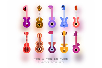 Ten + Ten Guitars (2 vector icon sets)