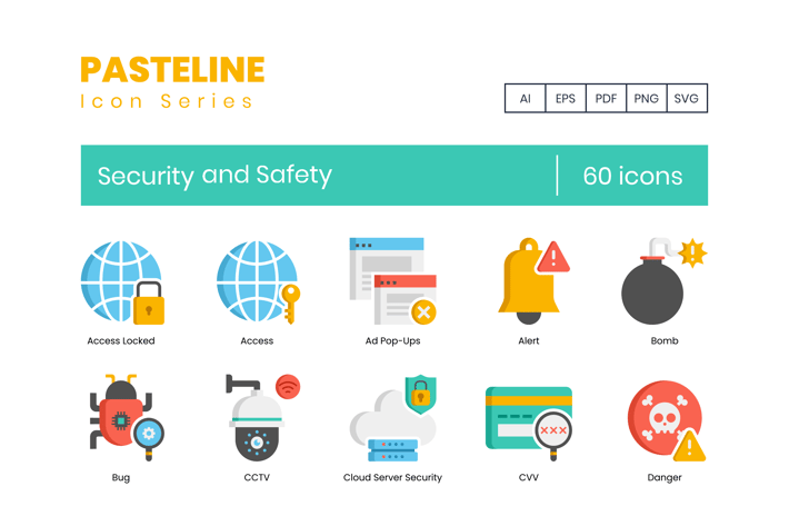 60 Security and Safety Flat Icons