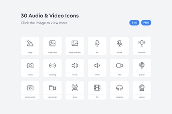 Audio & Video icons — Line