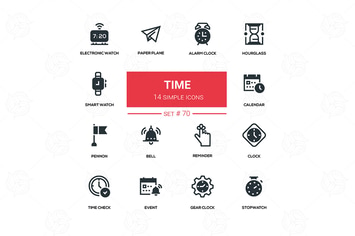 Time concept - line design silhouette icons set