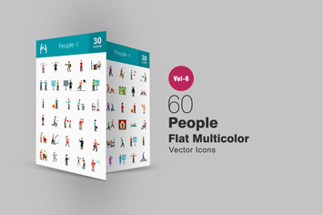 60 People Flat Multicolor Icons
