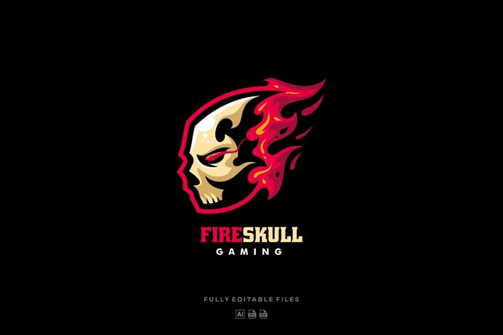 Fire Skull Sports and E-sports Style Logo