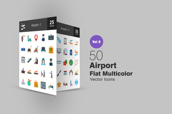 50 Airport Flat Multi-color Icons