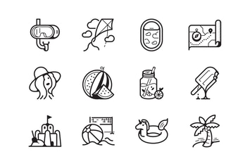 Summer time and vacation icon set