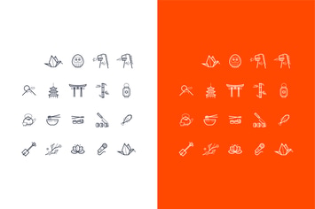 vector japanese line art icons set 