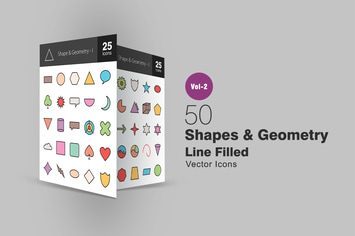 50 Shapes & Geometry Line Filled Icons