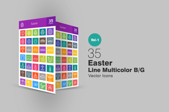 35 Easter Line Multicolor Icons