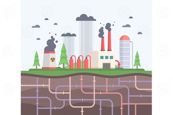 Factory with pipes - flat design illustration