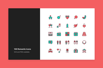 Romantic & Love Icon Set - Color Style