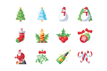 Christmas and New Year icon set